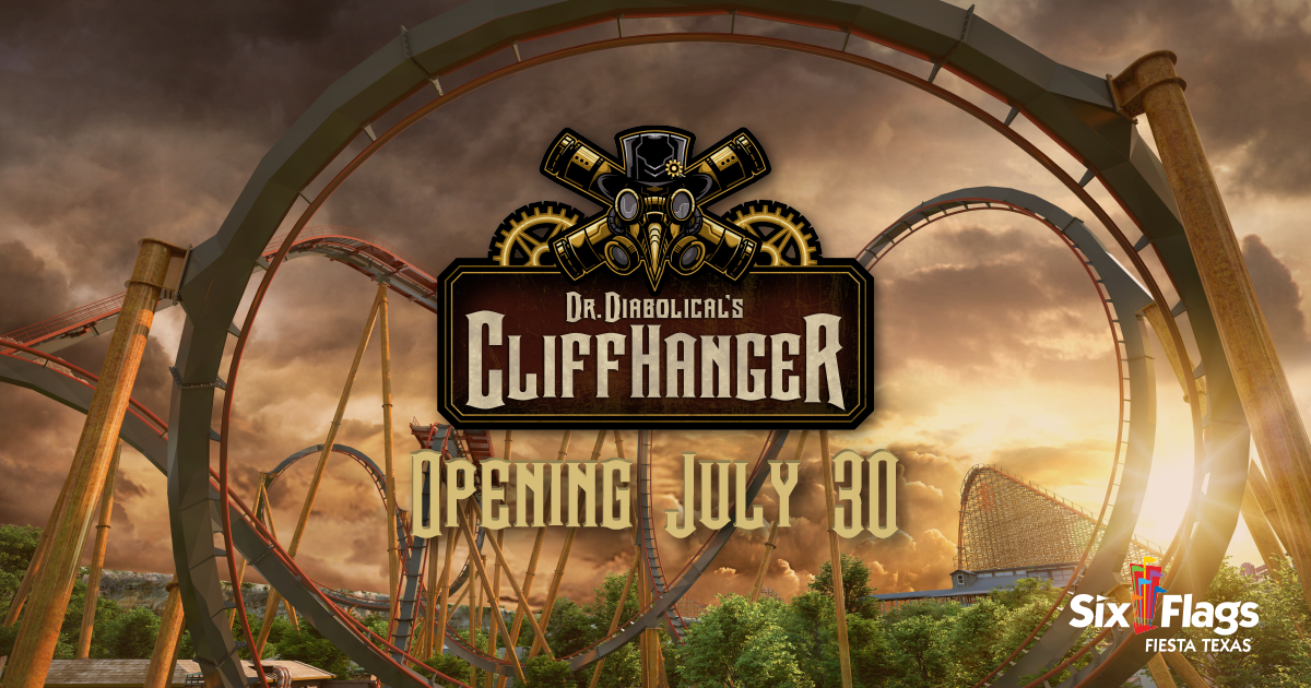 Dr. Diabolical’s Cliffhanger Roller Coaster Premiering at Six Flags Fiesta Texas on July 30